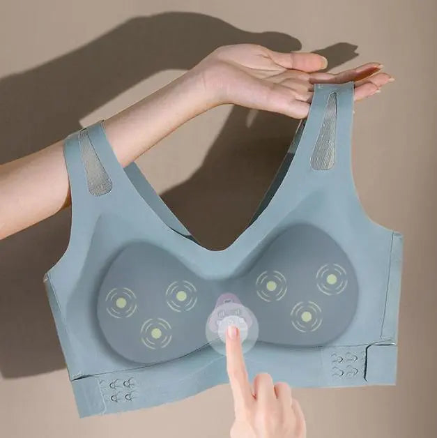 Size L Blue Wireless Electric Breast Massager Bra - 5 Modes Vibration & 3 Heat Levels for Lifting Comfort & Wellness Wholesale Hub