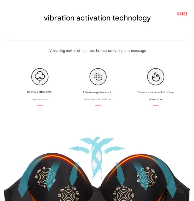 Size XXL Blue Wireless Electric Breast Massager Bra - 5 Modes Vibration & 3 Heat Levels for Lifting Comfort & Wellness Wholesale Hub