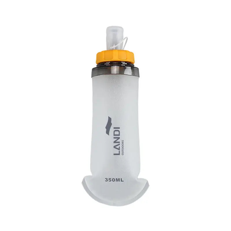 Orange and White Ultra-Lightweight 350ml Soft Running Flask - BPA-Free Collapsible TPU Water Bottle for Hiking, Cycling & Outdoor Sports Wholesale Hub