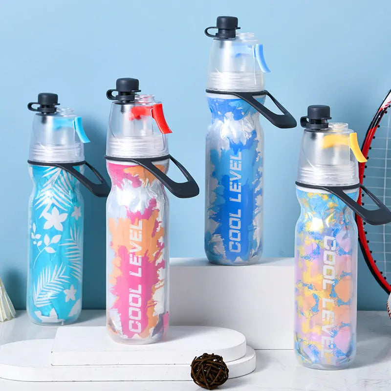 Blue 500ML Insulated Sports Water Bottle with Cooling Mist - Triple-Layer Design Keeps Drinks Cold for Hours - Portable PE Misting Bottle Wholesale Hub