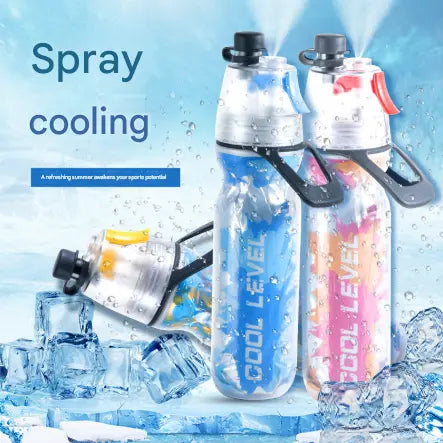 Blue 500ML Insulated Sports Water Bottle with Cooling Mist - Triple-Layer Design Keeps Drinks Cold for Hours - Portable PE Misting Bottle Wholesale Hub