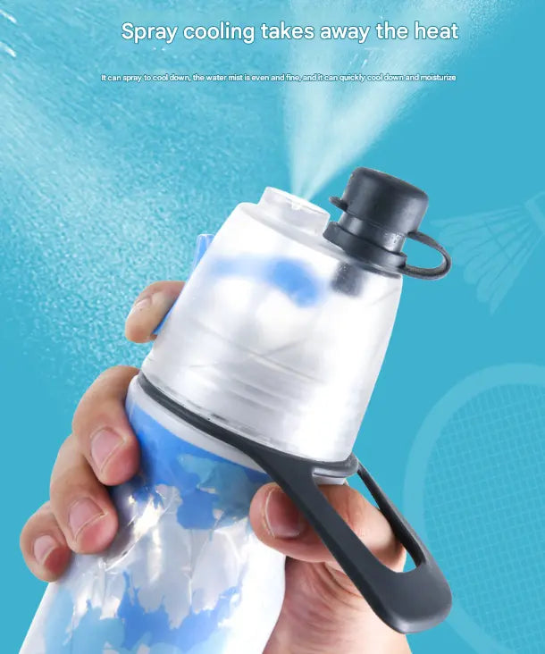 Blue 500ML Insulated Sports Water Bottle with Cooling Mist - Triple-Layer Design Keeps Drinks Cold for Hours - Portable PE Misting Bottle Wholesale Hub
