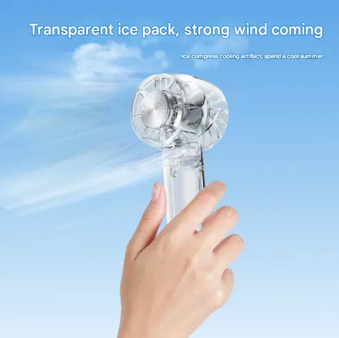 Transparent Green Portable Mini Cooling Fan with Semiconductor Ice Compress - USB-C Rechargeable, 3-Speed Turbine & Transparent Design Wholesale Hub