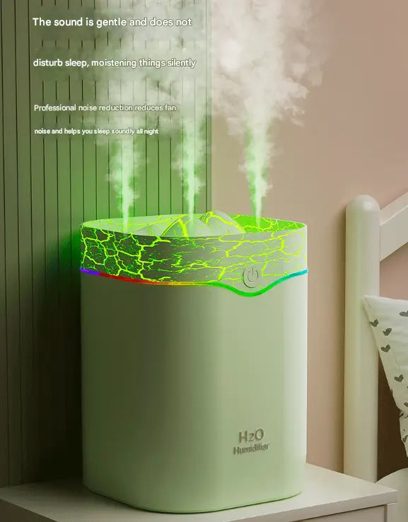 White Volcano Style 2L Cool Mist Humidifier - Triple Nozzle with RGB LED & Quiet Operation Wholesale Hub