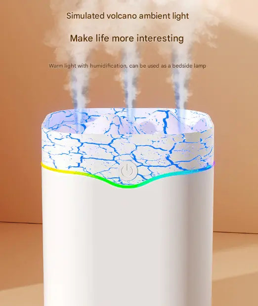 White Volcano Style 2L Cool Mist Humidifier - Triple Nozzle with RGB LED & Quiet Operation Wholesale Hub