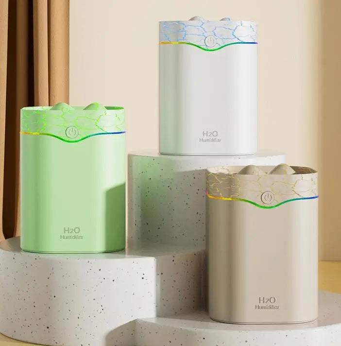 Green Volcano Style 2L Cool Mist Humidifier - Triple Nozzle with RGB LED & Quiet Operation Wholesale Hub