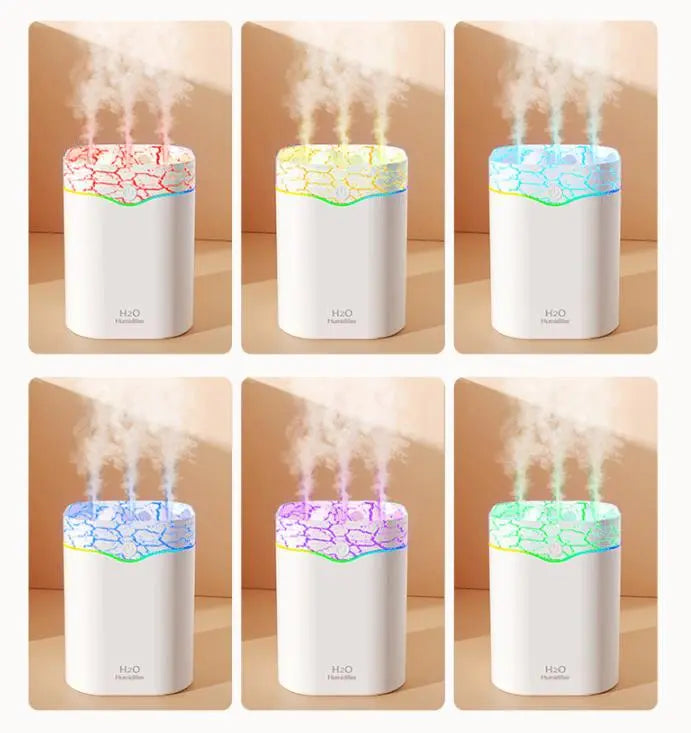 Green Volcano Style 2L Cool Mist Humidifier - Triple Nozzle with RGB LED & Quiet Operation Wholesale Hub