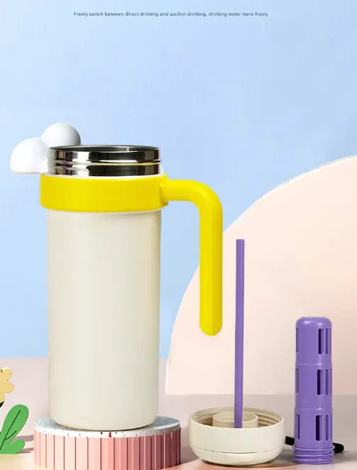 Blue and Purple 700ml Insulated Stainless Steel Tumbler with Handle, Dual-Sip Lid, Straw & Tea Infuser Wholesale Hub