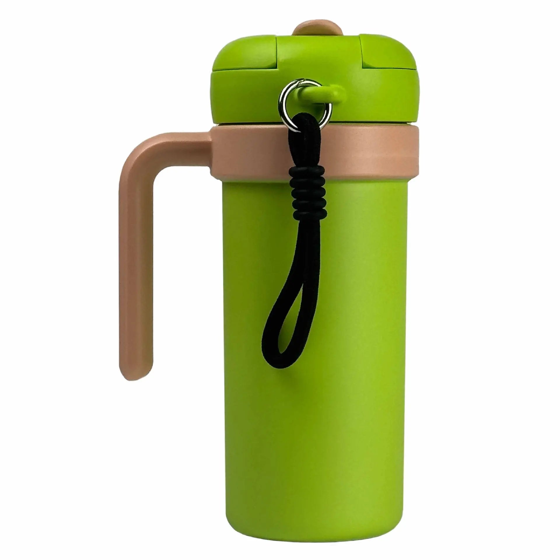 Green and Khaki 700ml Insulated Stainless Steel Tumbler with Handle, Dual-Sip Lid, Straw & Tea Infuser Wholesale Hub
