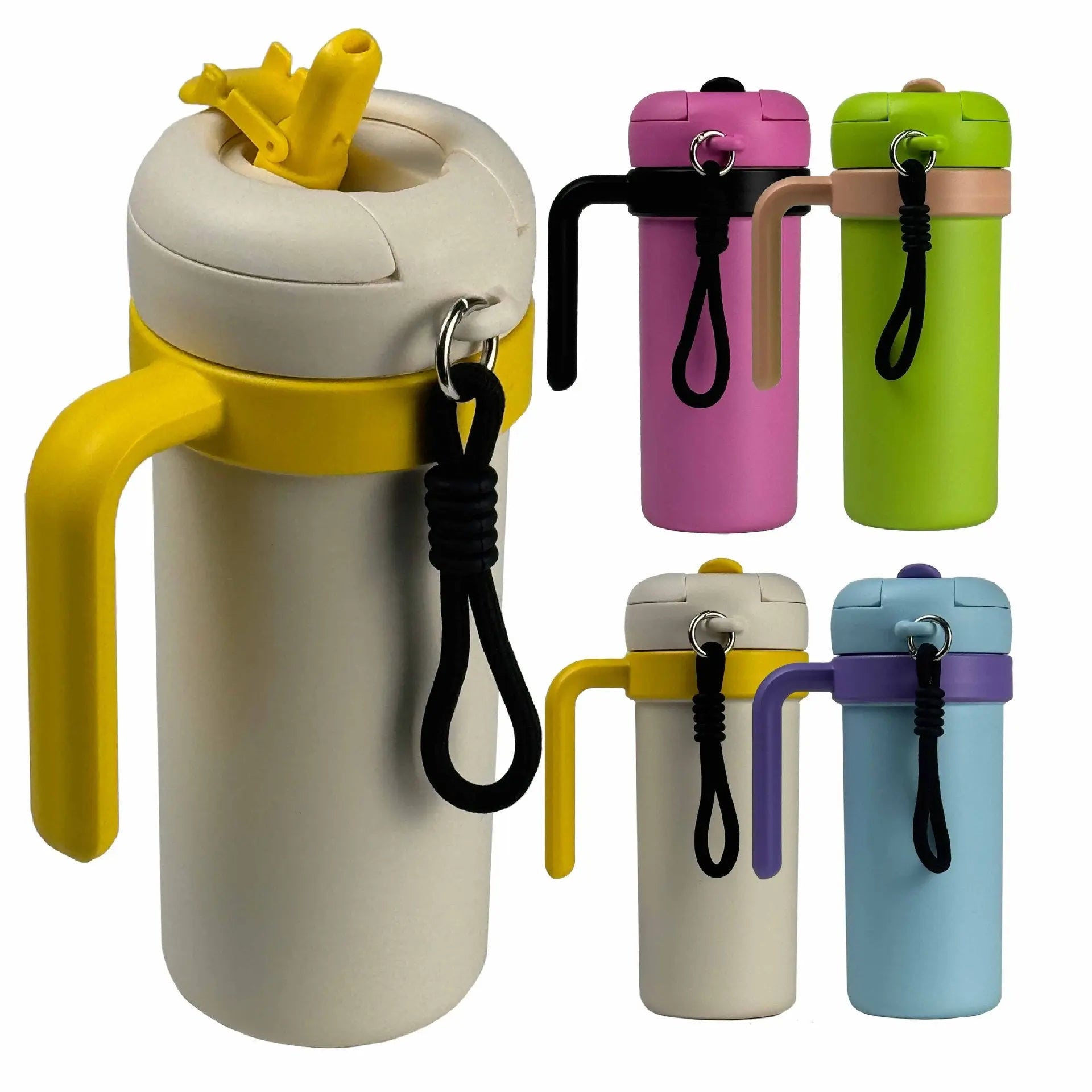 Green and Khaki 700ml Insulated Stainless Steel Tumbler with Handle, Dual-Sip Lid, Straw & Tea Infuser Wholesale Hub