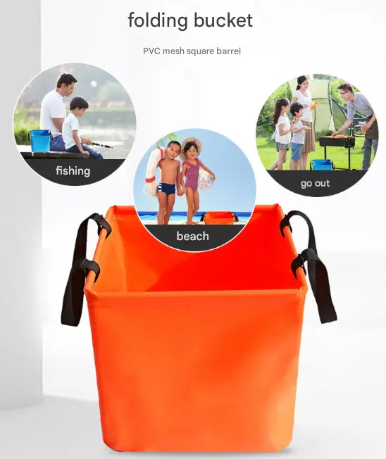 Blue 25L Collapsible Bucket - Heavy-Duty PVC Waterproof Folding Pail for Fishing, Camping & Car Washing Wholesale Hub