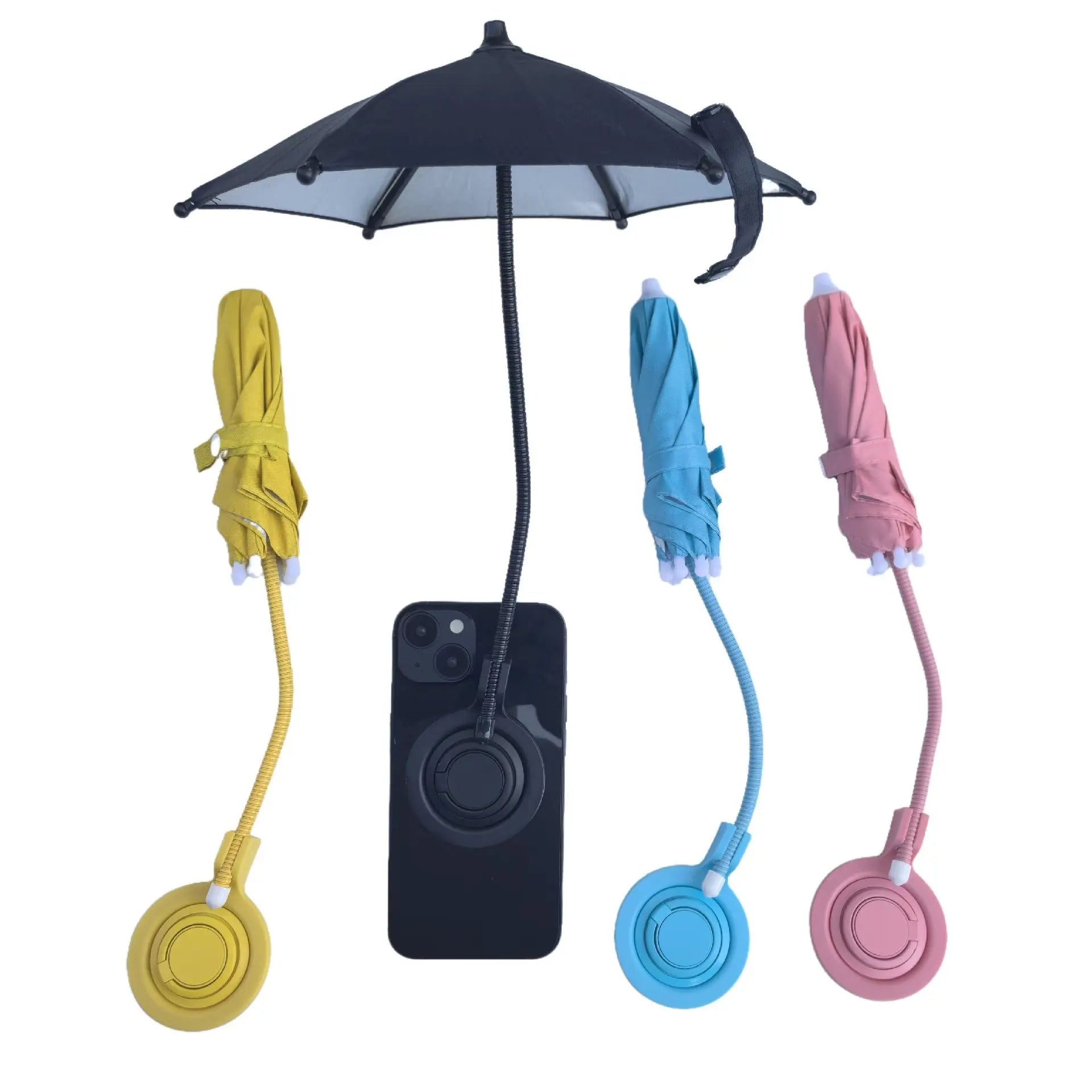 Black Magnetic Phone Umbrella Sun Shade - Clear Outdoor Screen Visor, Anti-Glare Mini Parasol for iPhone Wholesale Hub