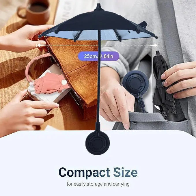 Black Magnetic Phone Umbrella Sun Shade - Clear Outdoor Screen Visor, Anti-Glare Mini Parasol for iPhone Wholesale Hub