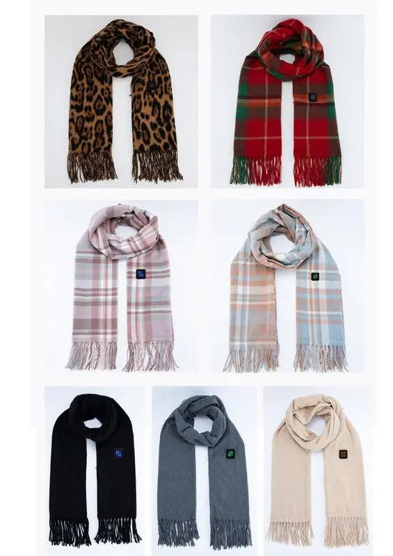 Khaki USB Electric Heated Scarf - 3-Level Heat Setting Winter Neck Warmer Wholesale Hub