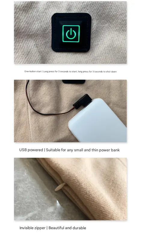 Black USB Electric Heated Scarf - 3-Level Heat Setting Winter Neck Warmer Wholesale Hub