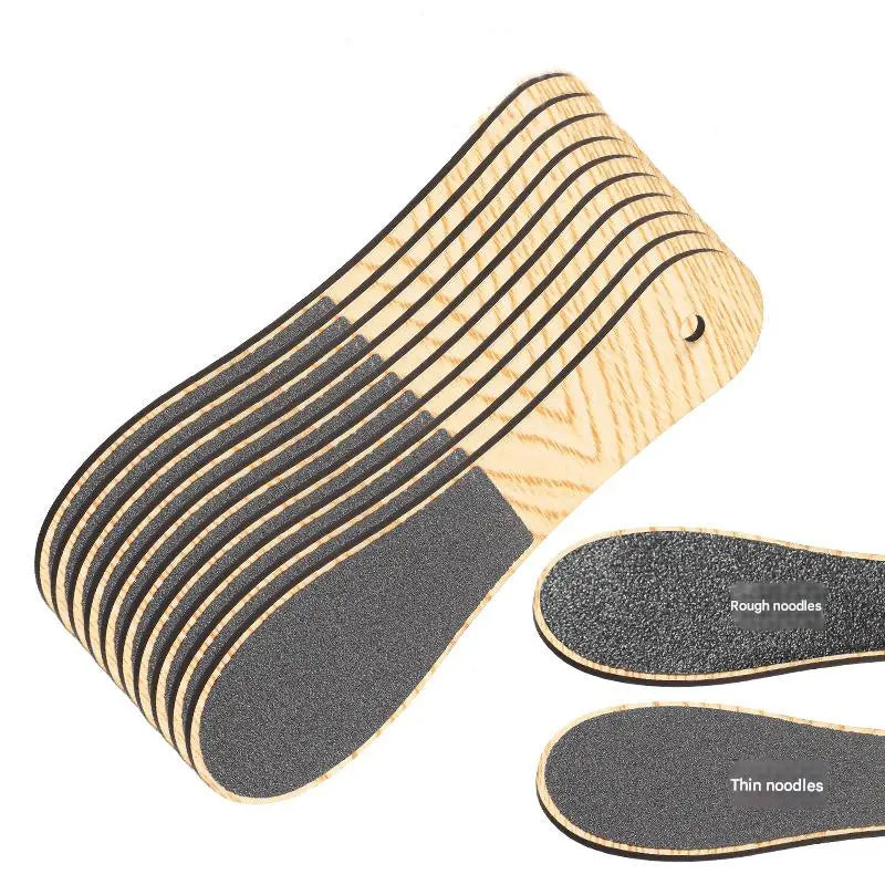 Khaki Professional Pedicure Foot File 10-Pack - Double-Sided Callus Remover with Wooden Handle Wholesale Hub