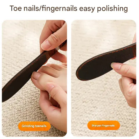 Khaki Professional Pedicure Foot File 10-Pack - Double-Sided Callus Remover with Wooden Handle Wholesale Hub