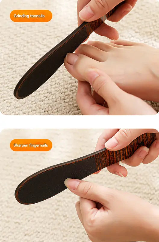 Khaki Professional Pedicure Foot File 10-Pack - Double-Sided Callus Remover with Wooden Handle Wholesale Hub