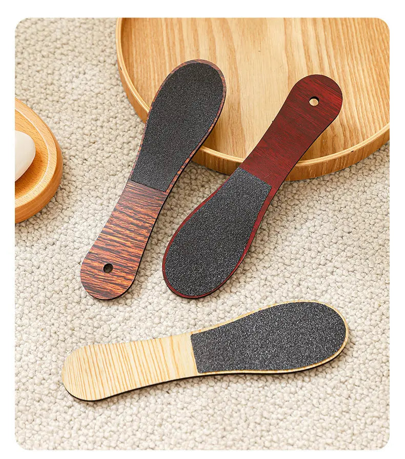 Khaki Professional Pedicure Foot File 10-Pack - Double-Sided Callus Remover with Wooden Handle Wholesale Hub