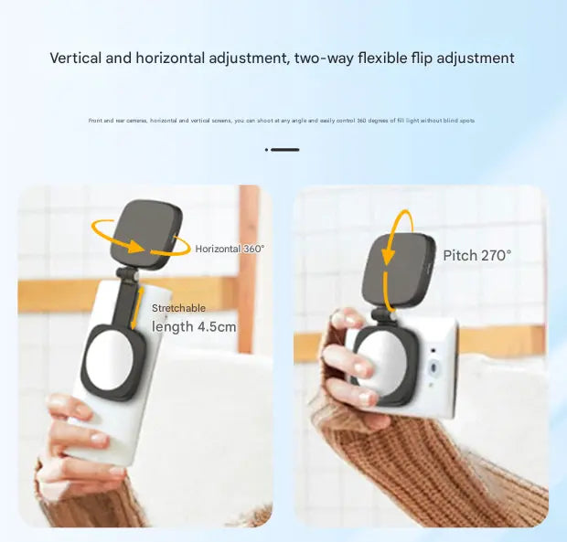 Black Magnetic Foldable Selfie Light with Mirror - Rechargeable LED Fill Light for iPhone & Android Vlogging(Mobile phone is a shooting prop and is not included) Wholesale Hub