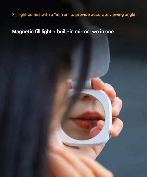 Black Magnetic Foldable Selfie Light with Mirror - Rechargeable LED Fill Light for iPhone & Android Vlogging(Mobile phone is a shooting prop and is not included) Wholesale Hub