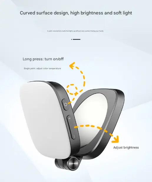 Black Magnetic Foldable Selfie Light with Mirror - Rechargeable LED Fill Light for iPhone & Android Vlogging(Mobile phone is a shooting prop and is not included) Wholesale Hub