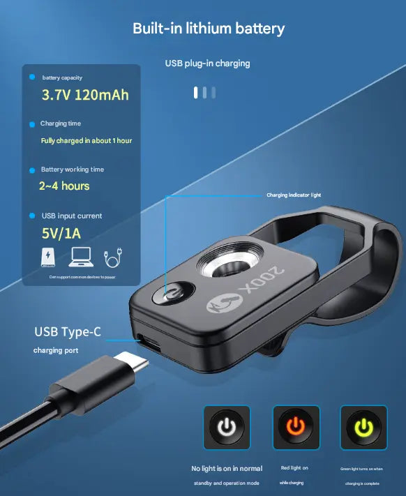 White Portable 200X Clip-On Microscope Lens for Smartphone - HD Pocket Magnifier with CPL Filter and LED Light(excluding mobile phones) Wholesale Hub