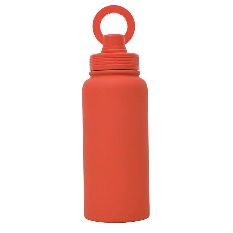 Orange Premium 35oz Stainless Steel Insulated Sports Bottle with Magnetic Phone Holder Lid Wholesale Hub