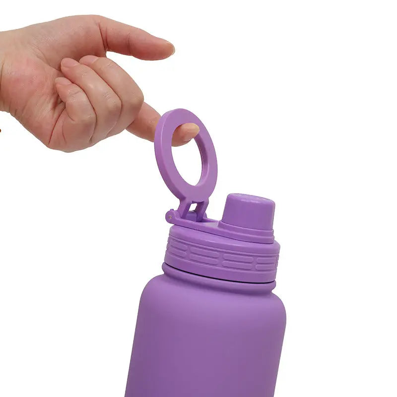 Orange Premium 35oz Stainless Steel Insulated Sports Bottle with Magnetic Phone Holder Lid Wholesale Hub