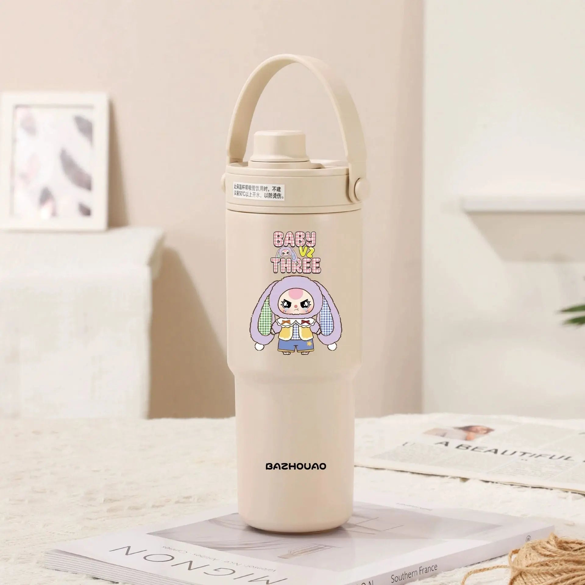 Beige - Baby 3 30oz Ceramic-Lined Insulated Tumbler with Handle, 735ml Stainless Steel Travel Mug Wholesale Hub