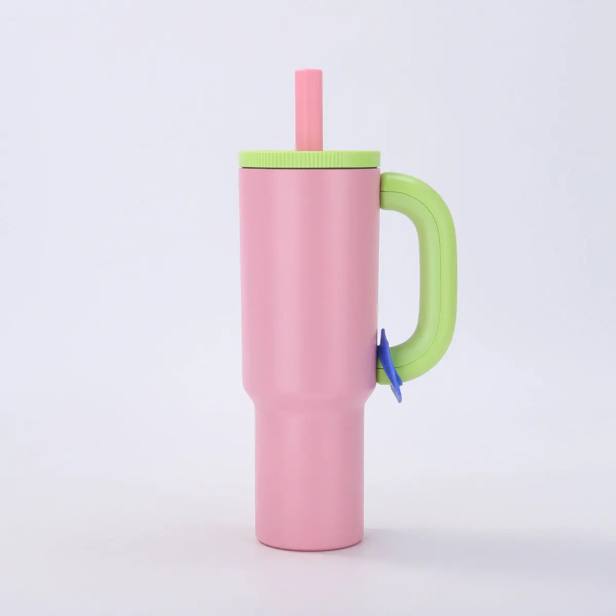 Pink 40oz Macron Stainless Steel Insulated Tumbler with Handle and Straw - 14.8 x 10.5 x 28 cm Large Capacity Car-Friendly Travel Mug Wholesale Hub