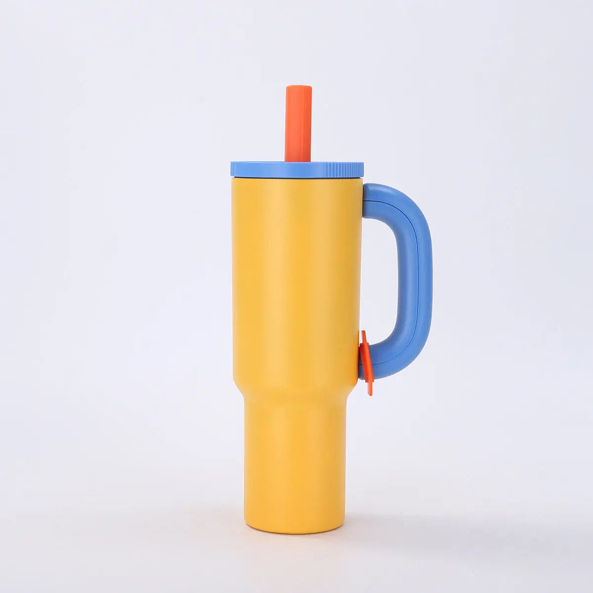 Yellow-blue 40oz Macron Stainless Steel Insulated Tumbler with Handle and Straw - 14.8 x 10.5 x 28 cm Large Capacity Car-Friendly Travel Mug Wholesale Hub