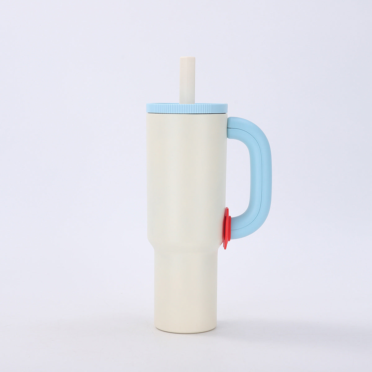 White-blue 40oz Macron Stainless Steel Insulated Tumbler with Handle and Straw - 14.8 x 10.5 x 28 cm Large Capacity Car-Friendly Travel Mug Wholesale Hub