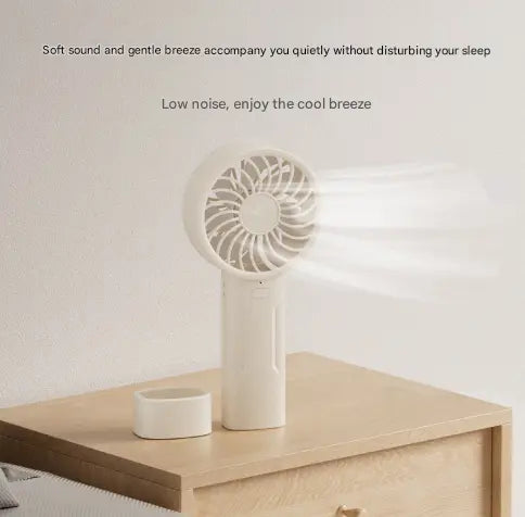White Mini Portable USB Rechargeable Fan - Quiet Cooling for Desk or Travel Wholesale Hub