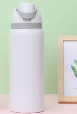 White 32oz 304 Stainless Steel Insulated Water Bottle - Dual-Drink Pop-Up Lid Wholesale Hub