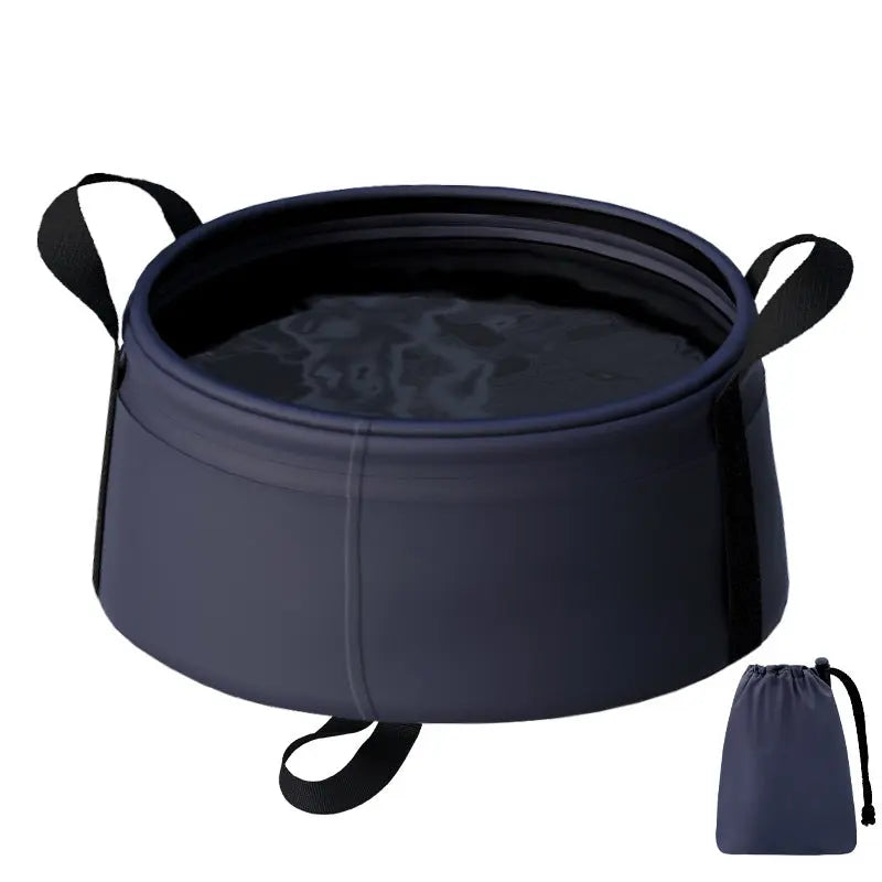2PCS Blue 8.5L Portable Folding Water Basin - Collapsible Bucket with Carry Bag for Camping & Travel Wholesale Hub