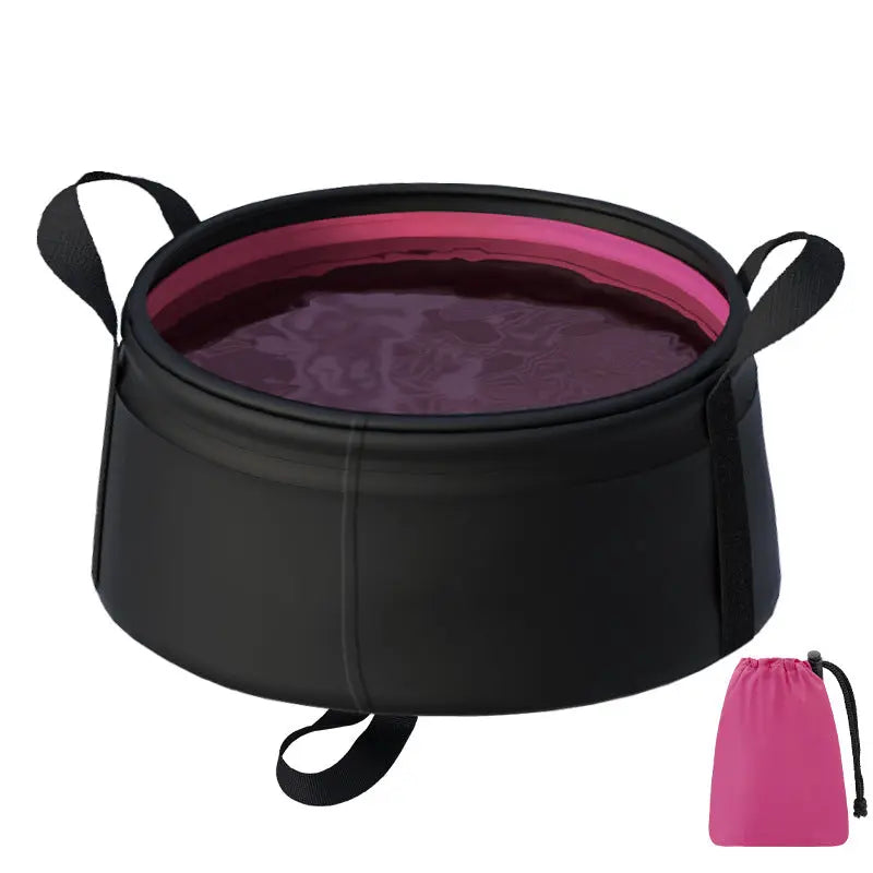 2PCS Rose Red 8.5L Portable Folding Water Basin - Collapsible Bucket with Carry Bag for Camping & Travel Wholesale Hub