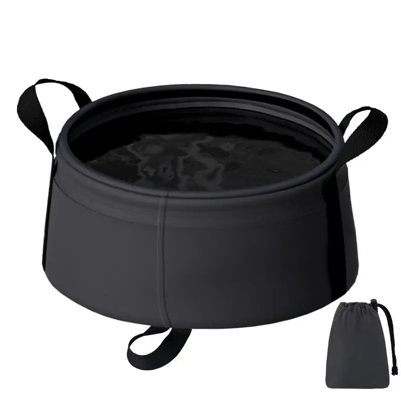 2PCS Black 8.5L Portable Folding Water Basin - Collapsible Bucket with Carry Bag for Camping & Travel Wholesale Hub