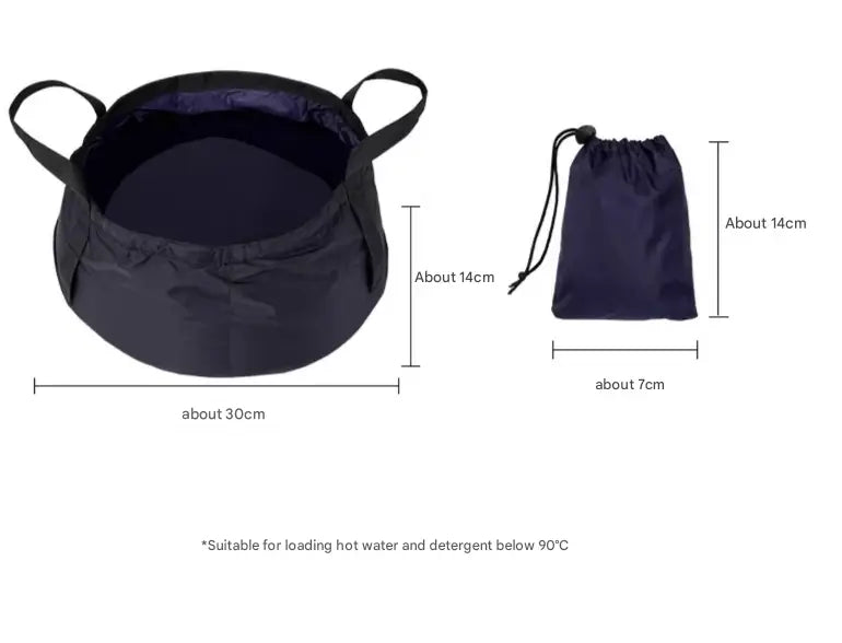 2PCS Black 8.5L Portable Folding Water Basin - Collapsible Bucket with Carry Bag for Camping & Travel Wholesale Hub