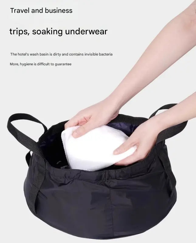 2PCS Black 8.5L Portable Folding Water Basin - Collapsible Bucket with Carry Bag for Camping & Travel Wholesale Hub