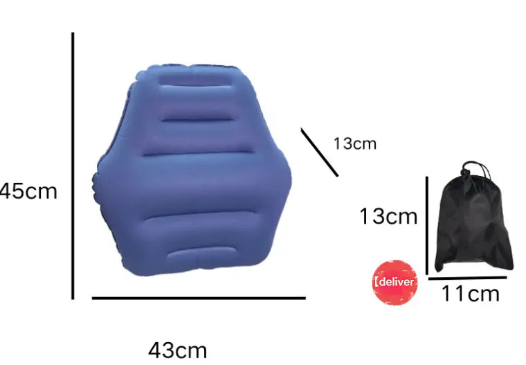 Blue Ultralight Inflatable Lumbar Support Pillow - Portable Ergonomic Back Cushion for Travel, Office & Car Wholesale Hub