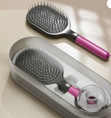 Rose Red Premium Self-Cleaning Hair Brush Set with Stand - Anti-Static Detangling & Scalp Massage Paddle Brush Wholesale Hub