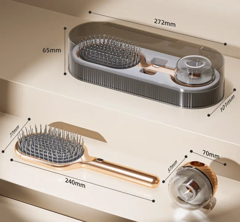 Gold Premium Self-Cleaning Hair Brush Set with Stand - Anti-Static Detangling & Scalp Massage Paddle Brush Wholesale Hub