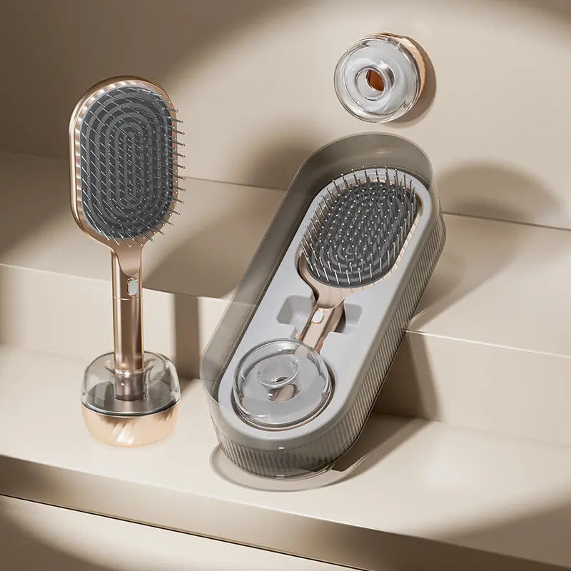 Gold Premium Self-Cleaning Hair Brush Set with Stand - Anti-Static Detangling & Scalp Massage Paddle Brush Wholesale Hub