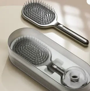 Black Premium Self-Cleaning Hair Brush Set with Stand - Anti-Static Detangling & Scalp Massage Paddle Brush Wholesale Hub