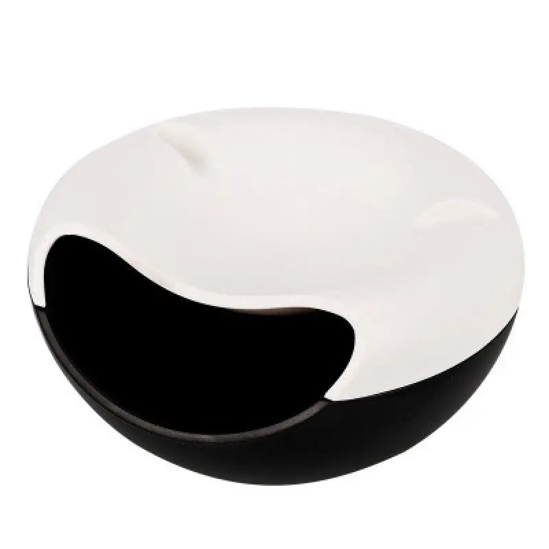 Black-white Creative Lazy Snack Bowl with Phone Holder - Dual-Layer Dish for Nuts & Seeds Wholesale Hub