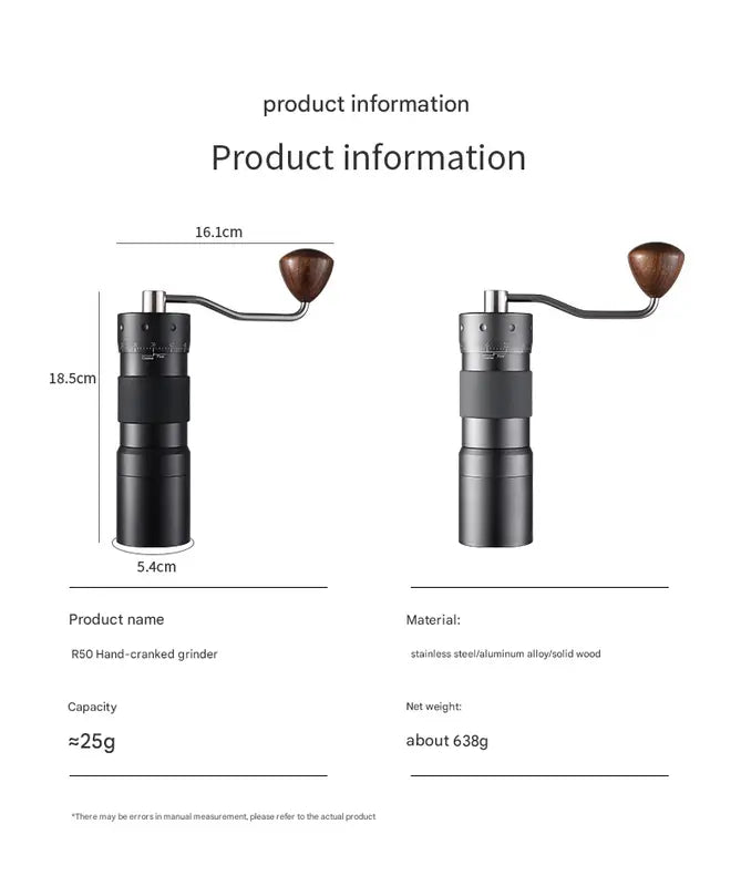 Grey Premium 7-Star Manual Coffee Grinder - Portable Bean Mil(R50pro) Wholesale Hub