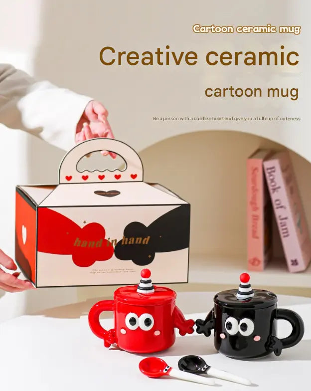 Black Quirky Ceramic Couples Mug Set - Fun and Unique Gift for Weddings and Special Occasions Wholesale Hub