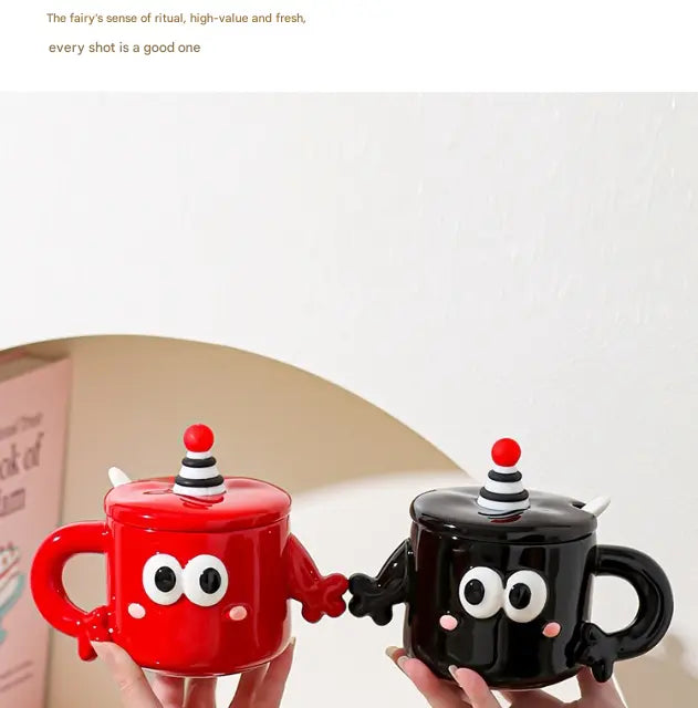 Black Quirky Ceramic Couples Mug Set - Fun and Unique Gift for Weddings and Special Occasions Wholesale Hub