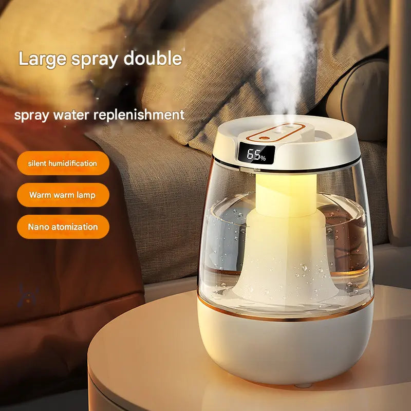 White 3.5L Smart Cool Mist Humidifier with Dual Nozzle & Digital Display - Ultra-Quiet Air Purifier for Bedroom and Office Wholesale Hub